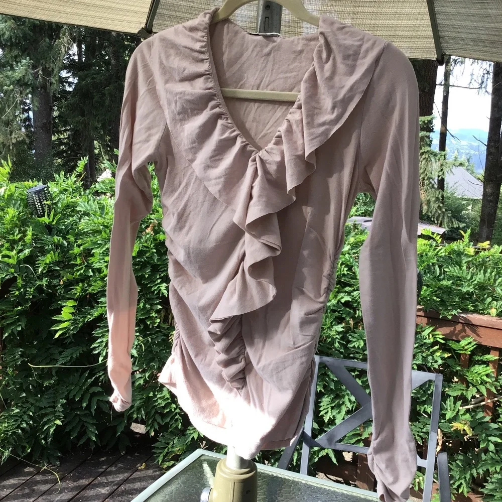 Cabi Ruched Ruffle Shirt - Picture 1 of 6